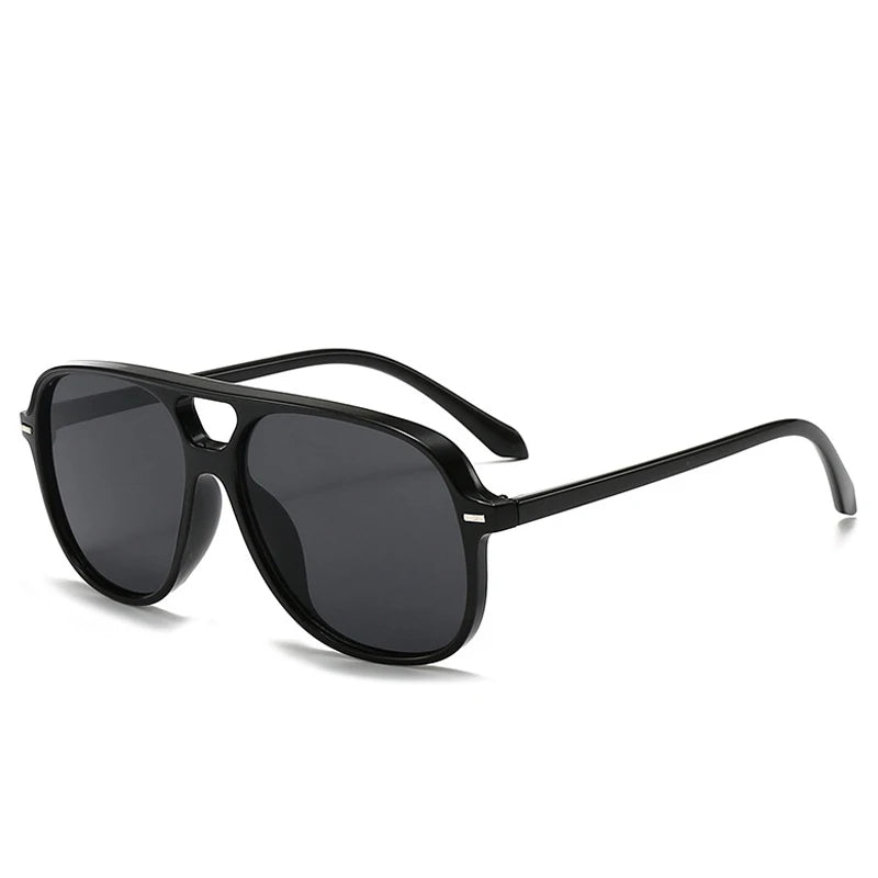 JNPCXI New Vintage Double Bridges Men Square Sunglasses Fashion Green Ocean Lens Eyewear Women Trending Rivets Sun Glasses UV400