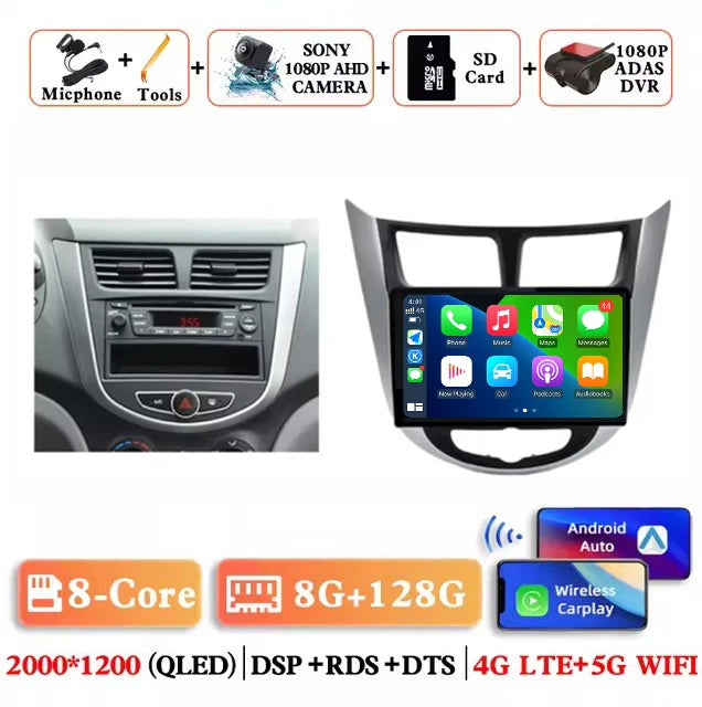 9 '' for Hyundai Solaris Accent i25 2010 - 2016 Car Multimedia Radio Video Player Android 16 GPS Navi HD Touch Screen BT WiFi