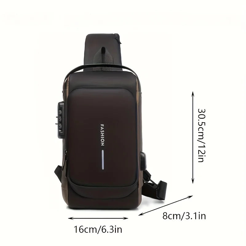 Men's anti-theft chest bag, fashion motorcycle, sports backpack, durable fabric