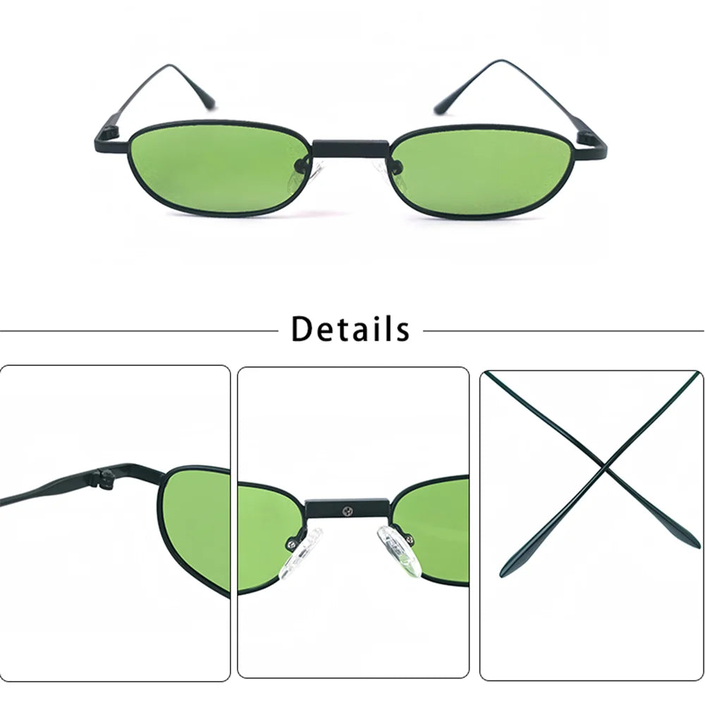 CATERSIDE Men's Hip Hop Sunglasses Premium Metal Small Frame Women's Travel Business Party Holiday Gift Decorative Glasses UV400