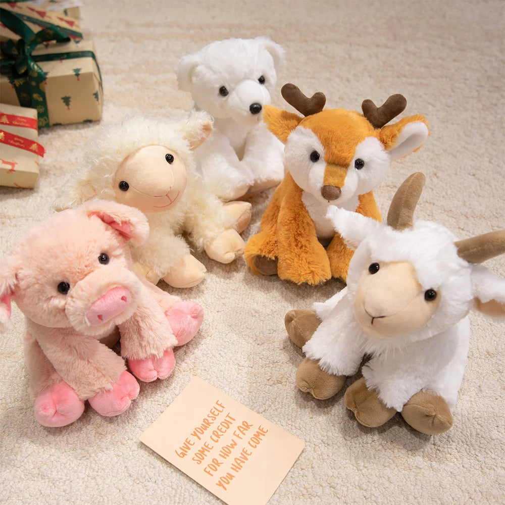 20cm Sitting Cute Forest Animal Tiger, Lion, Sheep, Cow, Fox, Plush Toy Doll, Christmas Birthday Gift