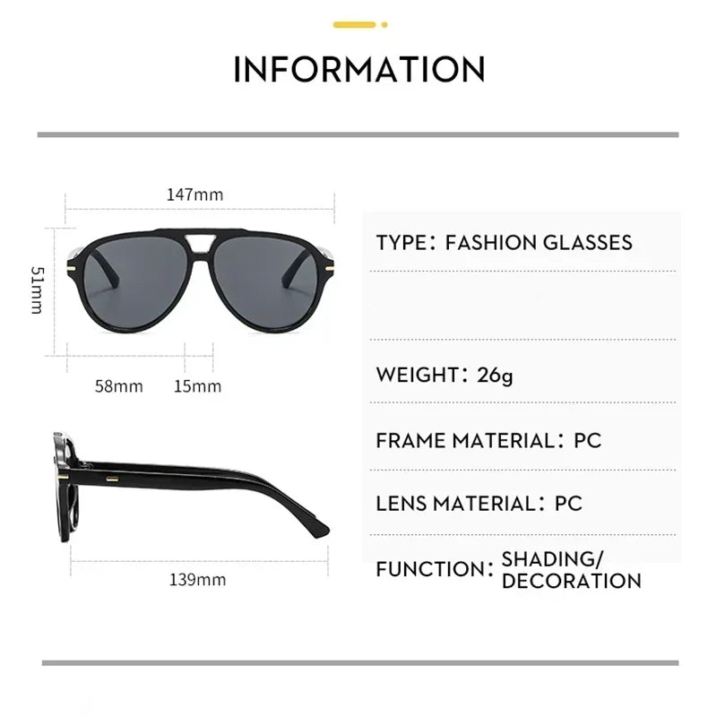 JNPCXI Square Pilot Shades Sunglasses Women Retro Red Vintage Double Bridge Sun Glasses Unisex Driving Eyewear