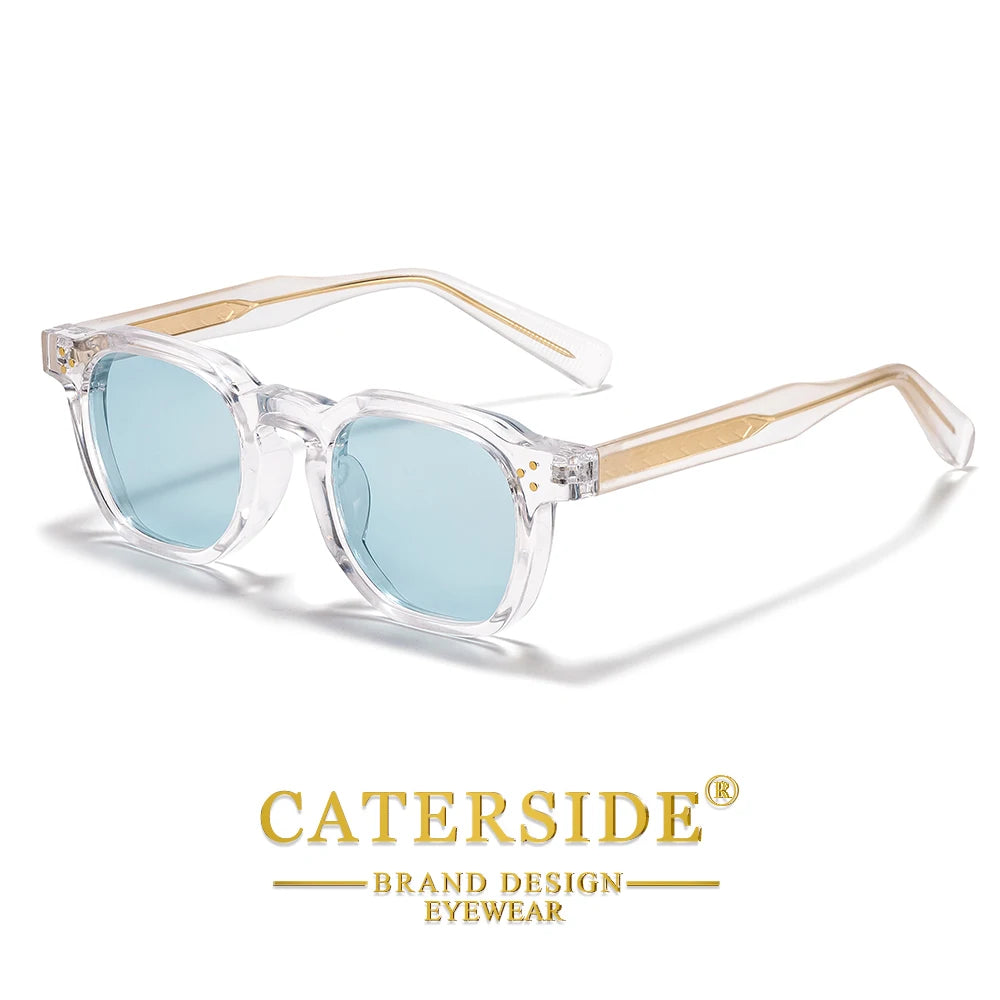 CATERSIDE New Square Men's Sunglasses Personalized Temple Tips Design Sun Glasses Women's Travel Party Eyewear Festival Gift