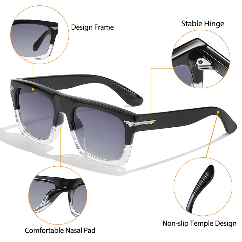 CATERSIDE Classic Square Sunglasses Men's TR90 Frame Fashion Luxury Brand Design Sun Glasses Women's Travel Party Eyewear