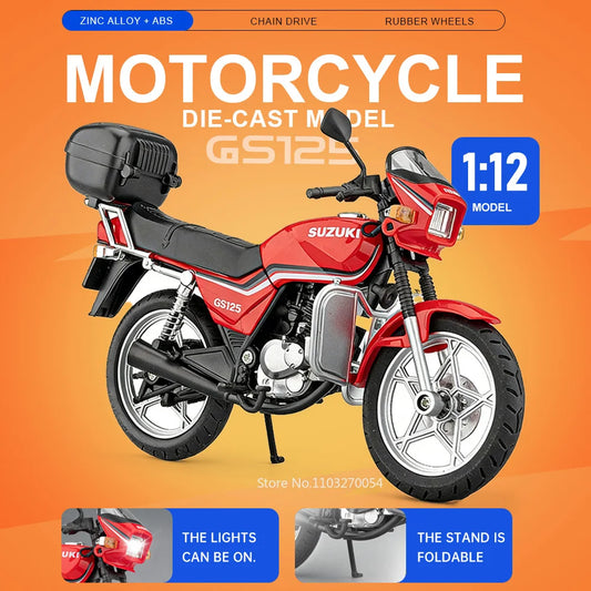 1:12 SUZUKI GS125 Hayabusa Miniature Motorcycle Diecast Alloy Model Toys Car Front Wheel Steering Motorbike Boy's Birthday Gifts