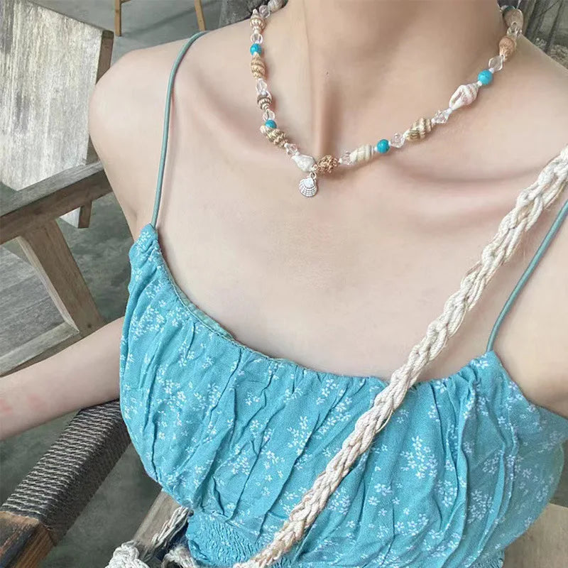 Bohemian Cowrie Shell Necklace for Women Summer Beach Choker Conch Starfish Pendant Beads Collar Boho Holiday Jewelry Gift 2026
