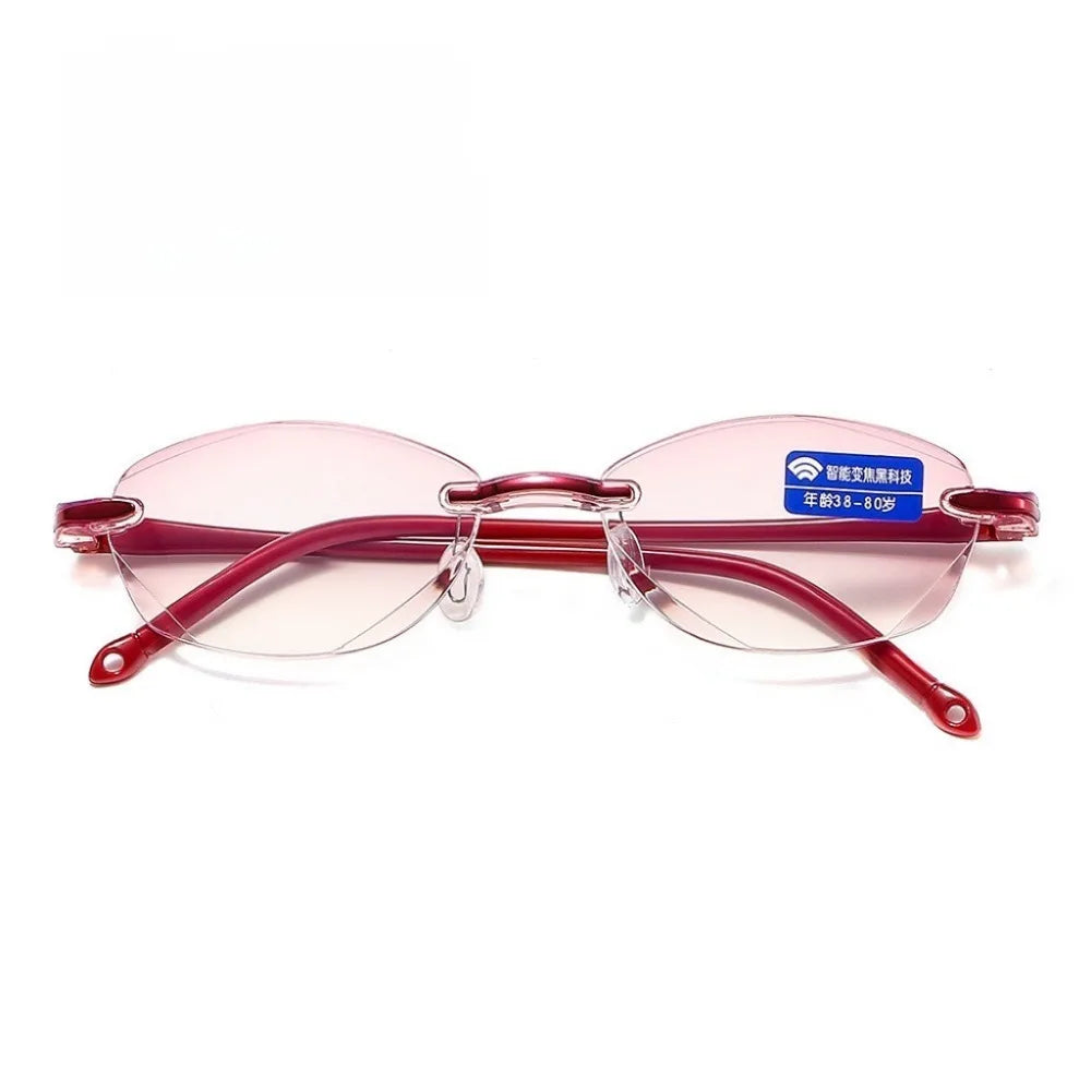 Women's Frameless Reading Glasses Bifocal Far and Near Blue Light Blocking Diopter +1.0 +1.5 +2.0 +2.5 +3.0 +3.5 +4.0