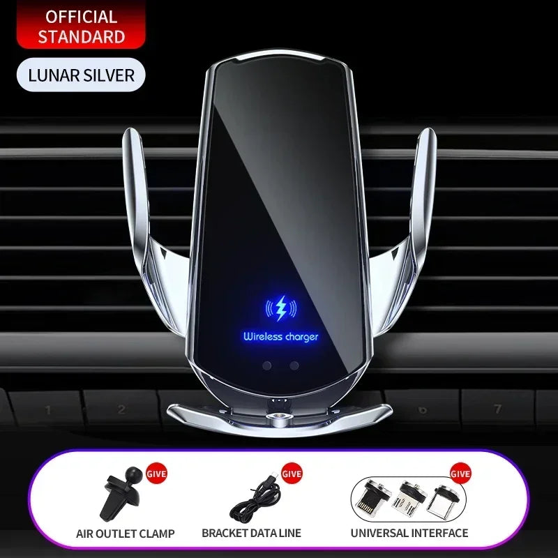 15W Car Magnetic Wireless Charger Automatic Car Mount Phone Holder For iPhone Samsung Infrared Induction Fast Charging