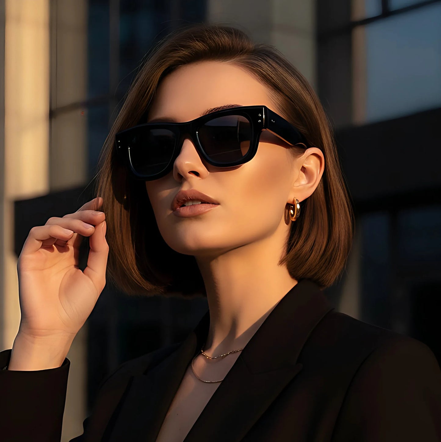 JNPCXI Ins Popular Fashion Cat Eye Sunglasses Women Retro Rivets Clear Gradient Shades UV400 Men Trending Sun Glasses