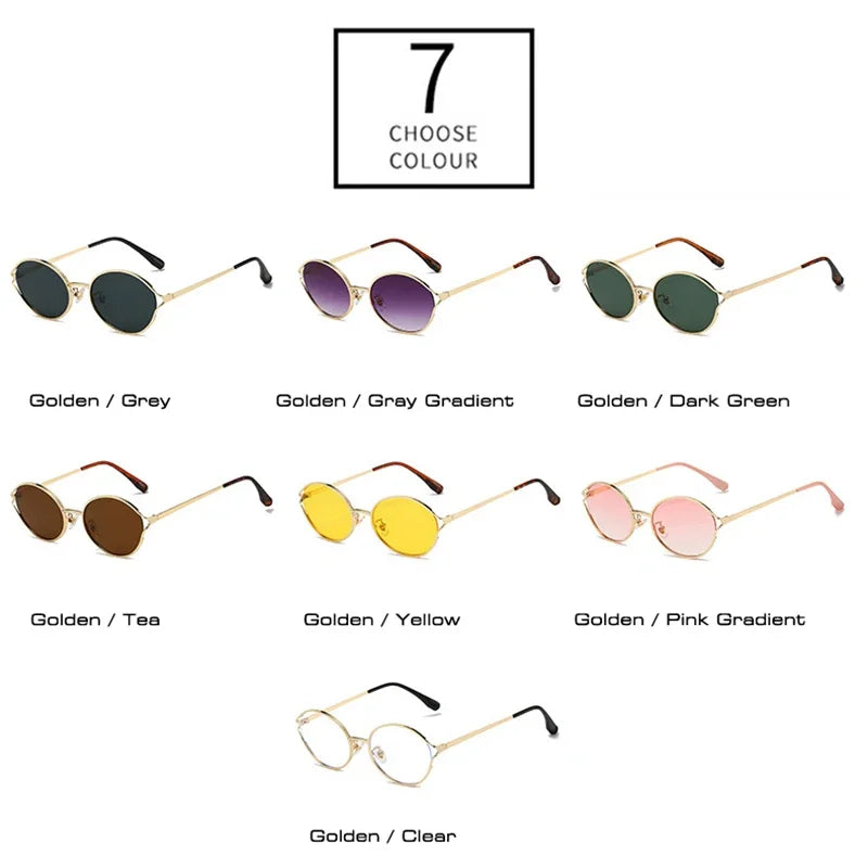 JNPCXI New Retro Round Metal Men Sunglasses Fashion Clear Gradient Punk Women Sun Glasses Shades UV400