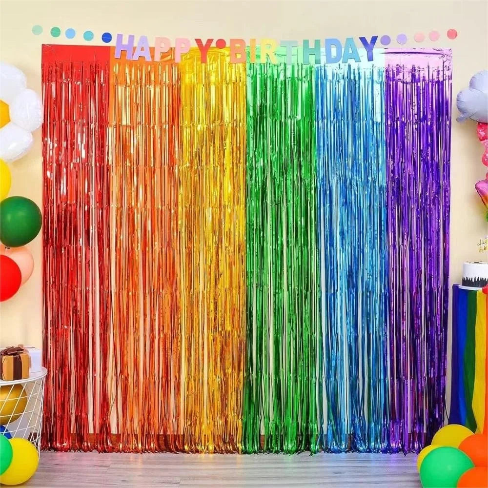 Party Backdrop Fringe Tinsel Curtain Adult Kids Birthday Party Wedding Decoration Baby Shower Graduation Favor Supplies