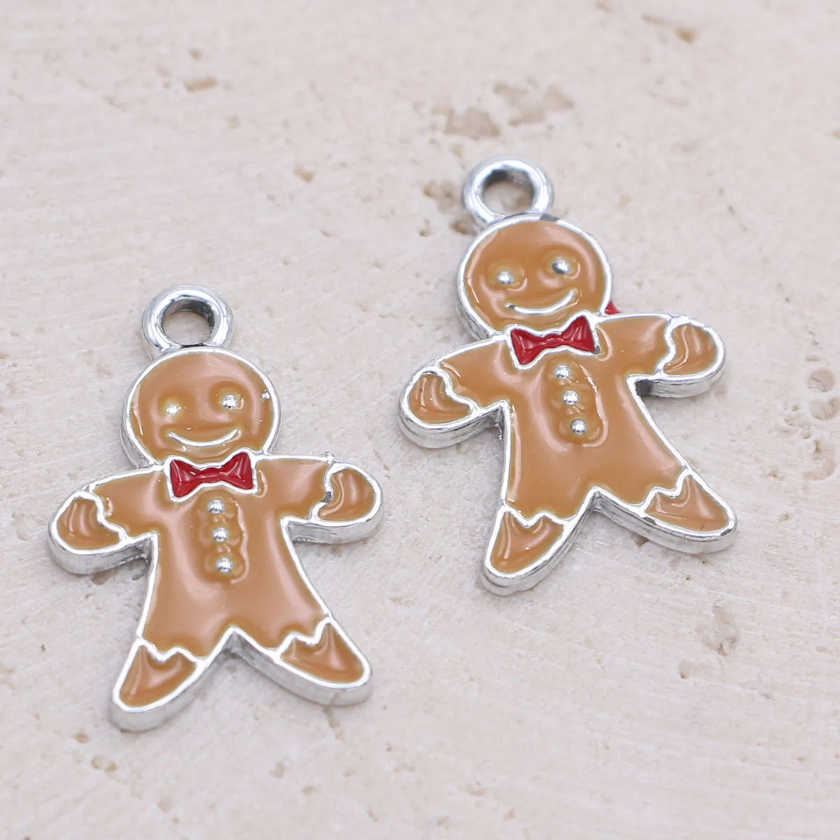 10Pcs Gold Plated Enamel Gingerbread Charm Pendant for Jewelry Making Bracelet Necklace DIY Earrings Accessories Craft Findings