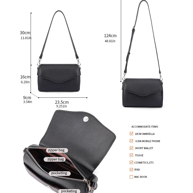Genuine Leather Mini Crossbody Bag for Women Simple Pebbled Leather Shoulder Bag Casual Daily Small Satchels Handbag with Zipper