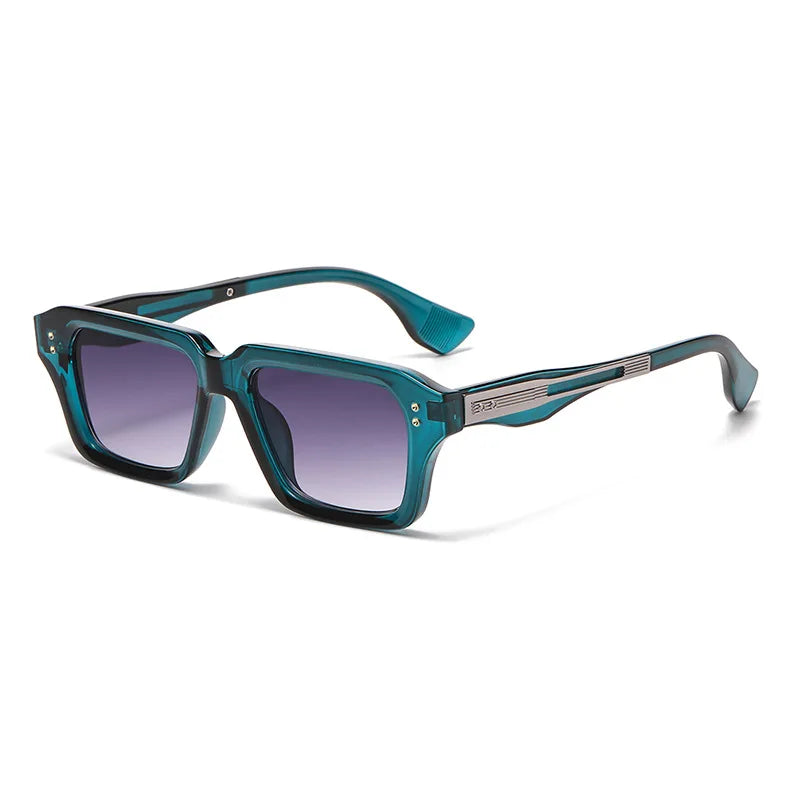 JNPCXI New Retro Square Sunglasses Women Gradient Leopard Shades UV400 Fashion Clear Lens Men Trending Rivets Frame