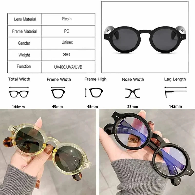 JNPCXI Retro Round Women Sunglasses Fashion Rivets Decoration Men Punk Polarized Lens Shades UV400 Sun Glasses