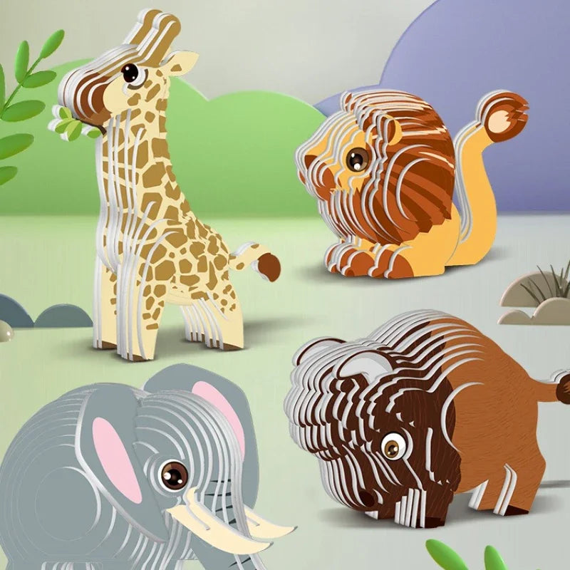 3D Animal Puzzle for Kids - DIY Dinosaur Ocean Safari Paper Crafts, Educational toy for Preschool Learning Activities
