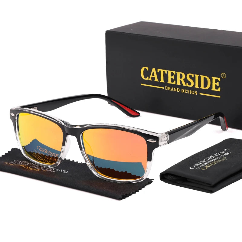 CATERSIDE TR90 Polarized Sunglasses Men Square Ultralight Fashion Sun Glasses Women's Brand Driving Party Sports Glasses Gift
