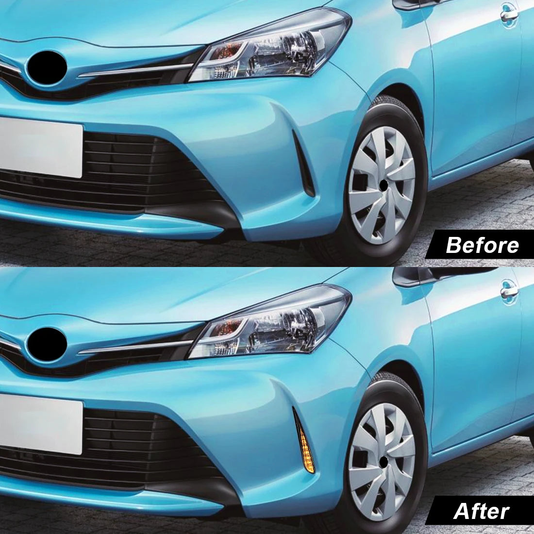 DLAA For Toyota Vitz 2017 2018 2019 LED Daytime Running Light DRL Turn Signal Fog Lamp White Yellow Waterproof Car Accessories