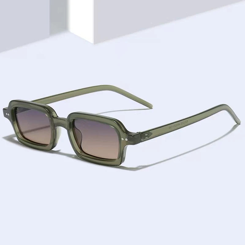 JNPCXI New Retro Small Rectangle Jelly Color Sunglasses Women Shades UV400 Fashion Rivets Men Punk Gradient Sun Glasses