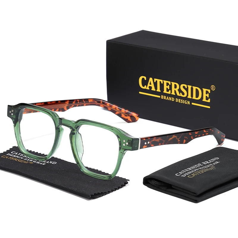 CATERSIDE Retro Square Glasses Men Anti Blue Light Core Insert Temple Computer Glasses for Women Luxury Brand Glasses Frame