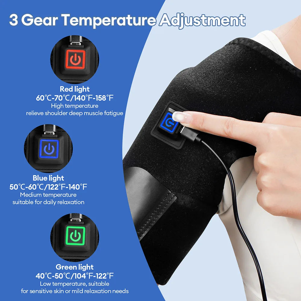 Smart Heated Massage Brace Shoulder 3 Gear Temperature Adjustment Heated Shoulder Pad Hot Compression Shoulder Heating Pad