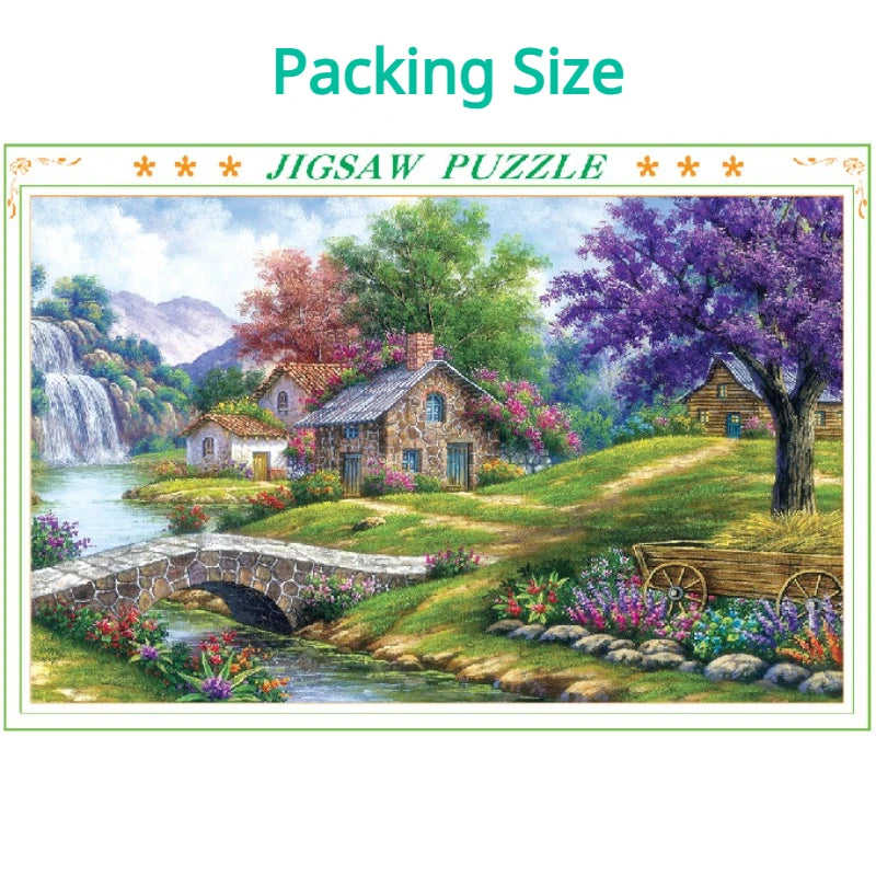 75*50cm Adult 1000PCS Paper Jigsaw Puzzle Stone Houses in The Woods Landscape Series Stress Relief Entertainment Children Toy