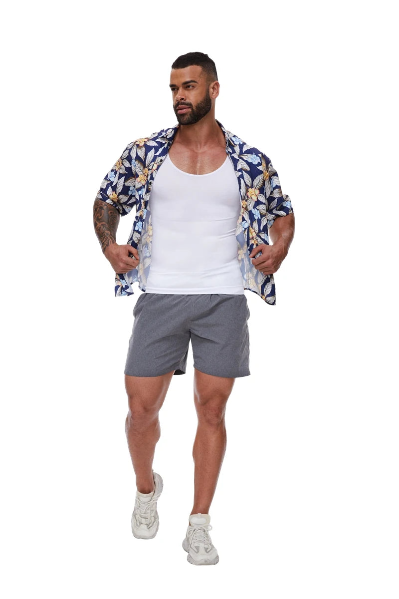 2PC Men Compression Shirt Tummy Control Slim Vest Waist Trainer Workout Top Ves