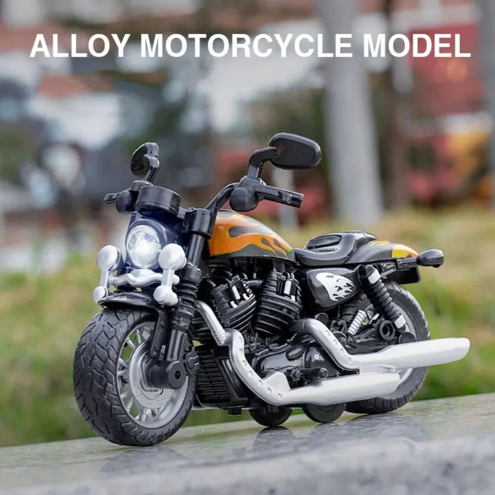 1/12 Kawasaki NIJIA ZX-6R Motorcycle Car Model Toy Alloy Diecast Q-version Front Turning Rubber Tires Sound Light Gifts for Kids