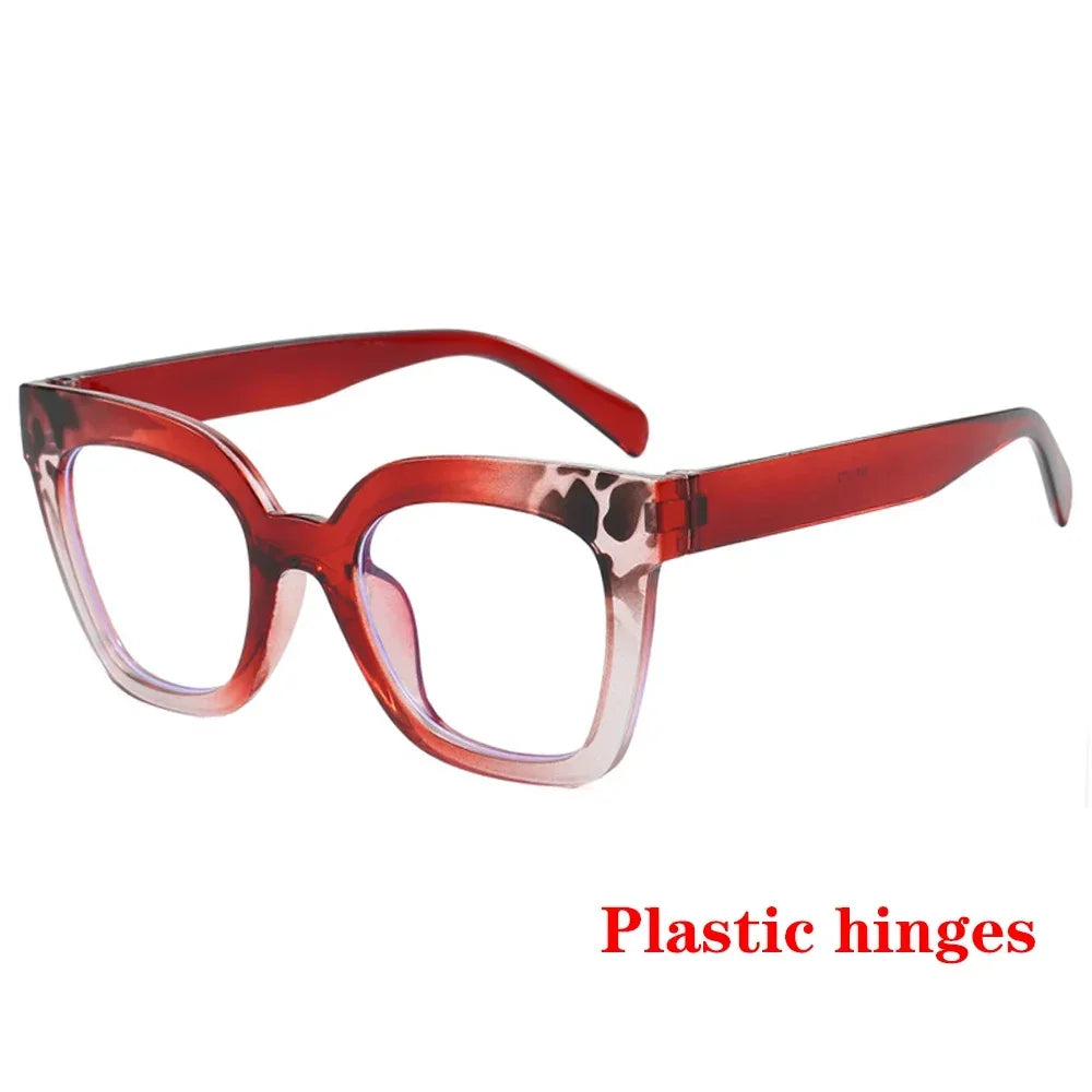 JNPCXI Fashion Glasses Frame for Women Anti-Blue Ray Fashion Lady's Orange Myopia Cat Eye Prescription Computer Glasses
