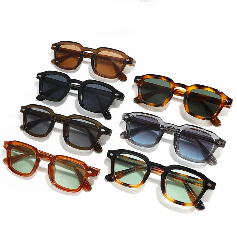JNPCXI New TR90 Square Candy Color Women Sunglasses Retro Rivets Men Trending Tea Sun Glasses Shades UV400