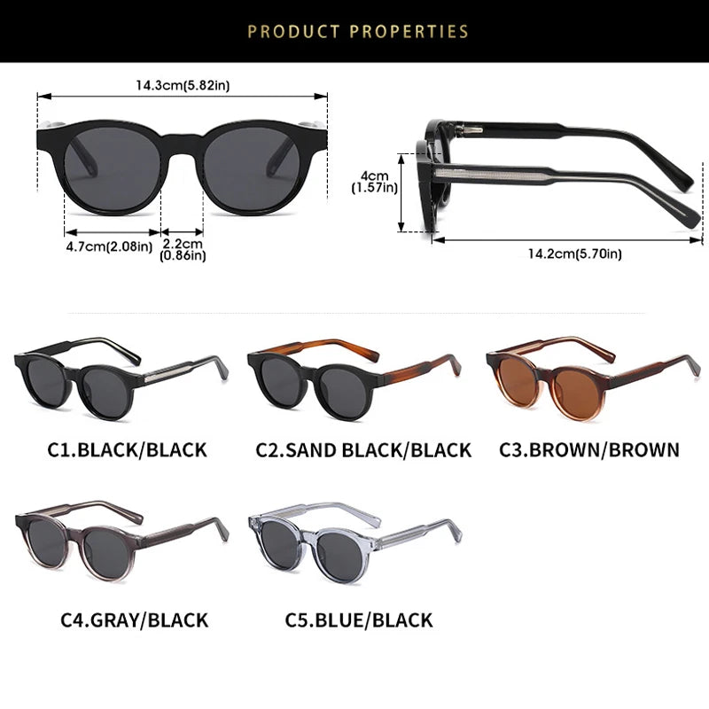 JNPCXI New Round TR90 Contrast Color Women Sunglasses Retro Rivets Punk Men Sun Glasses Gray Shades UV400