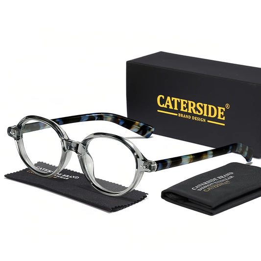 CATERSIDE Vintage Women Small Glasses Frame High-Quality Brand Design Anti Blue Light Reading Glasses Men Optical Frame
