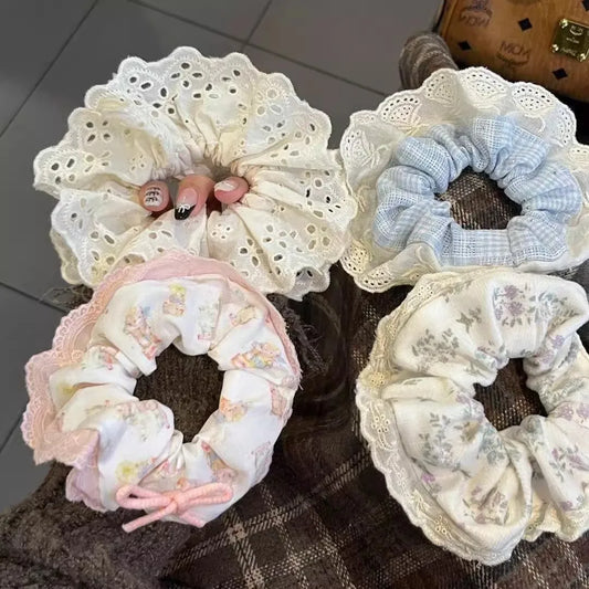 Cloth Lace Hair Rope for Women Fashion High Ponytail Hair Ties Cute Girl No Damage Hair Ring Scrunchie