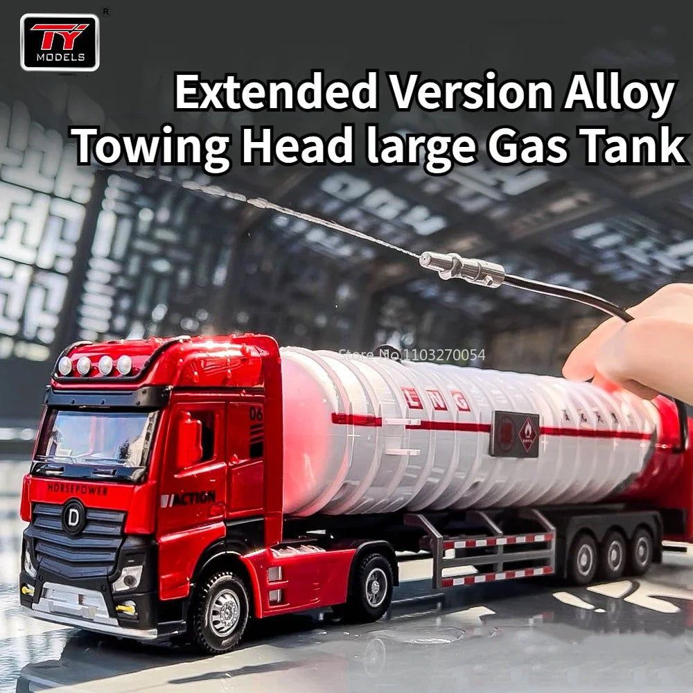 1/50 Oil Tank Truck Alloy Engineering Cars Dump Truck Model Toys Diecasts Natural Gas Tanker Sound Light Water Spray Boys Gifts