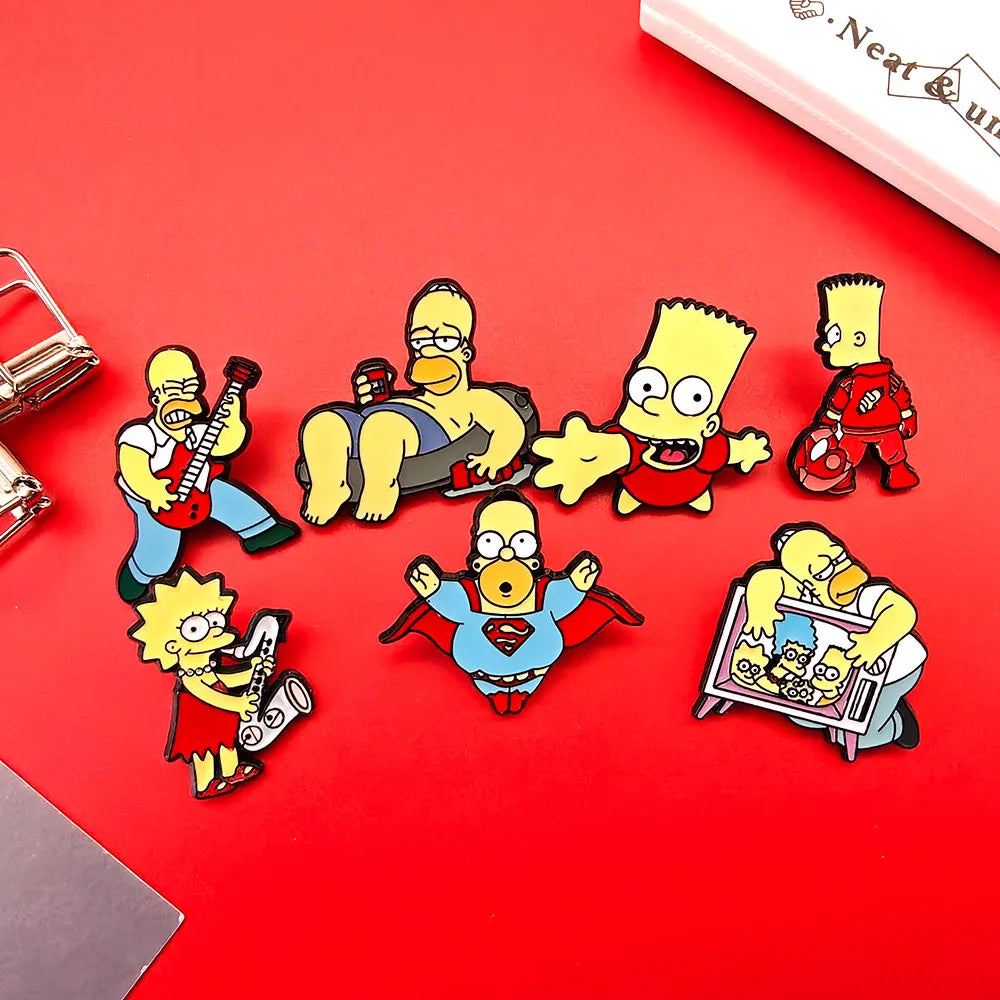 7pcs  Enamel Pins Classic Anime Cute Funny Cartoon Brooch DIY Badge Jewelry for Clothes And Backpack Accessories