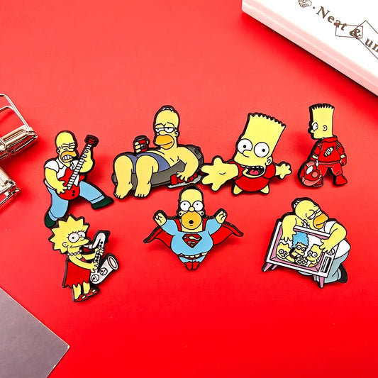 7pcs  Enamel Pins Classic Anime Cute Funny Cartoon Brooch DIY Badge Jewelry for Clothes And Backpack Accessories