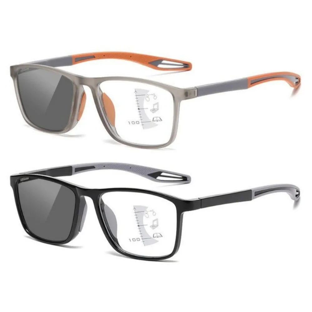 3in1 Photochromic Multifocal Reading Glasses Progressive Look Far And Near Eyeglasses Men Sport TR90 Frame Anti Blue Light Grade
