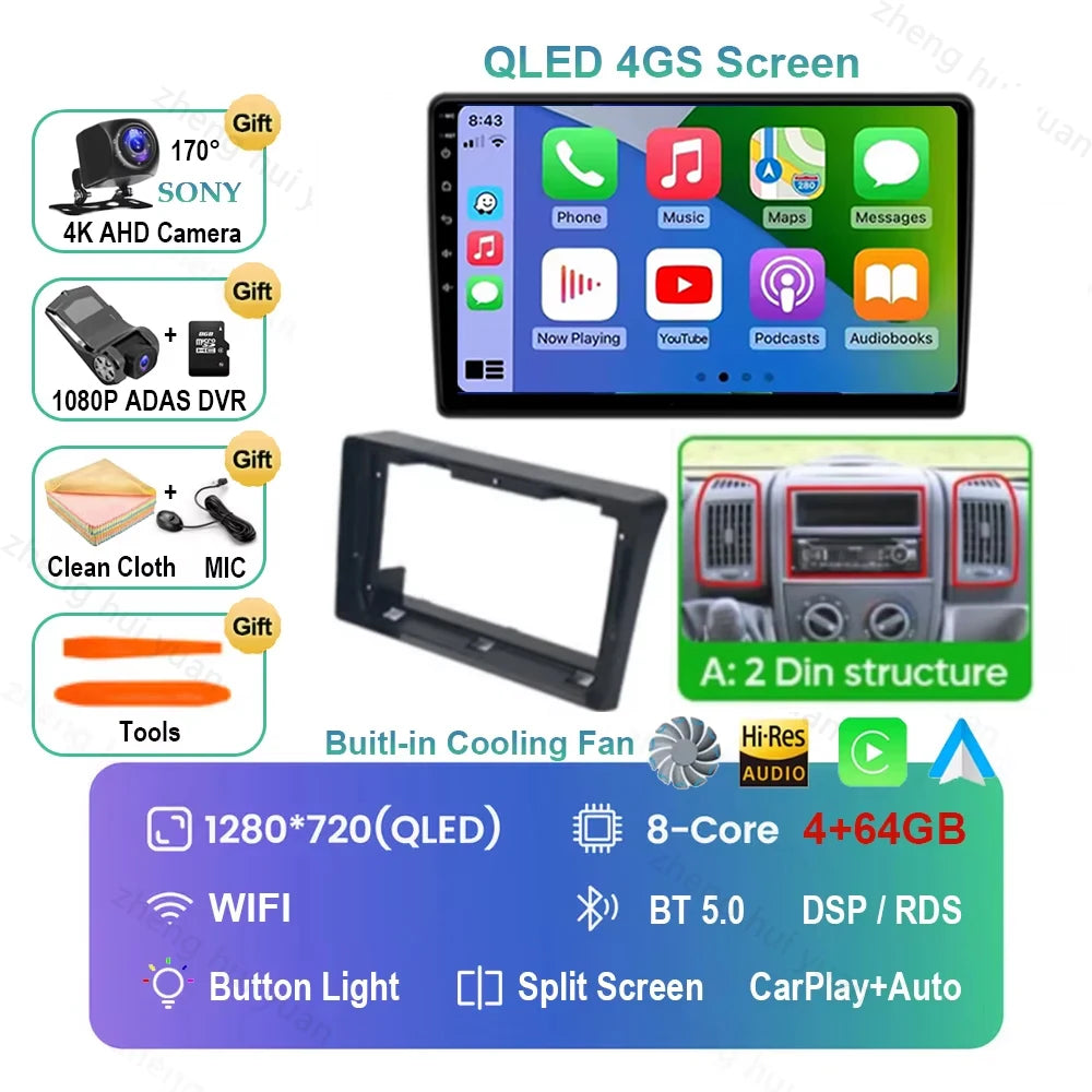 Android 16 Car Radio For Fiat Ducato 2005 2006 - 2023 Citroen Jumper Peugeot Boxer 2011-2015 Auto Carplay 2 din Autoradio 4G RDS