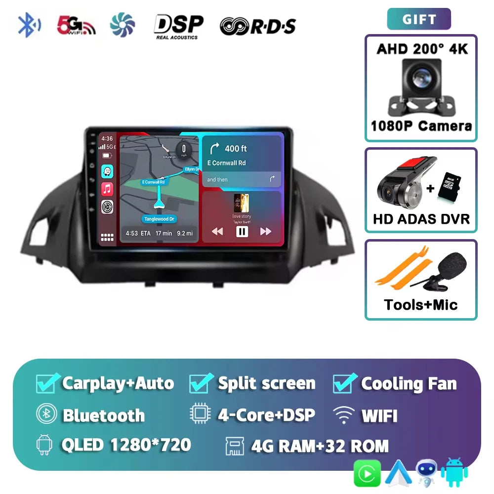 For Ford Kuga 2 Escape 3 2012 - 2019 Android 15 Car Radio Multimidia Video Player WIFI+4G 2din Navigation GPS Head Unit Stereo