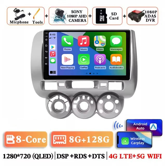 Android 15 Car Radio for Honda Fit Jazz 2002 - 2007 Car Radio Multimedia Navigation Android Auto Autoradio CarPlay DSP Stereo