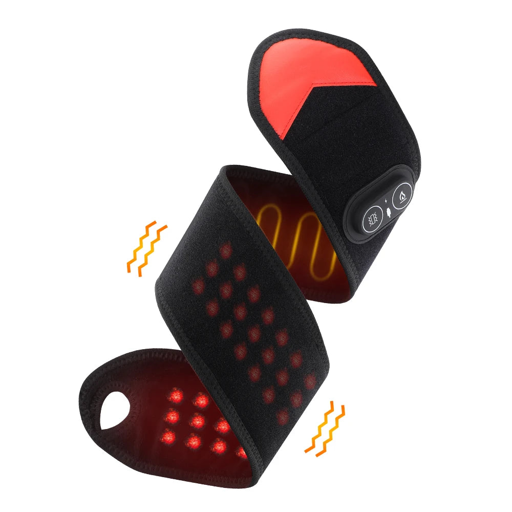 Cordless 36pcs LED Beads 660&850nm Red Light Heating Protect Belt 3 Levels Heating Vibration Hand Wrist Wrap for Leg Arm Ankle