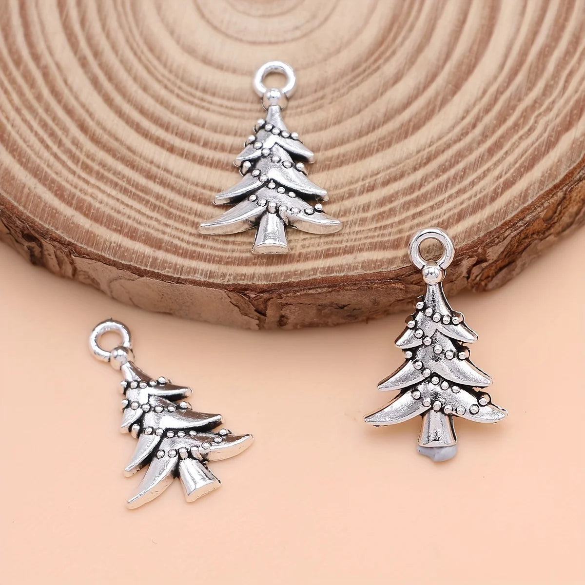 15pcs Silver Plated Christmas Tree Charms Pendants For Jewelry Making DIY Handmade Necklace Earrings Key Chain Accessories