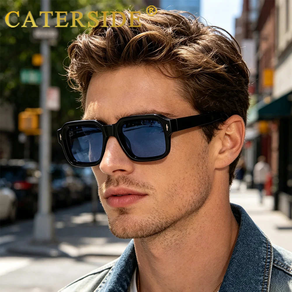 CATERSIDE Fashion Simple Men Sunglasses Roughly Framed Design Sun Glasses Women Outdoor Party Vacation Travel Driving Eyeglasses