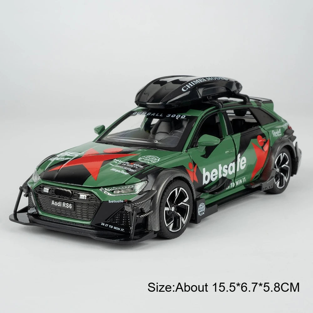 1:32 Scale RS6 RS7 Alloy Sport Car Models Diecast Toys Doors Opened with Sound Light Pull Back Miniature Vehices Christmas Gifts