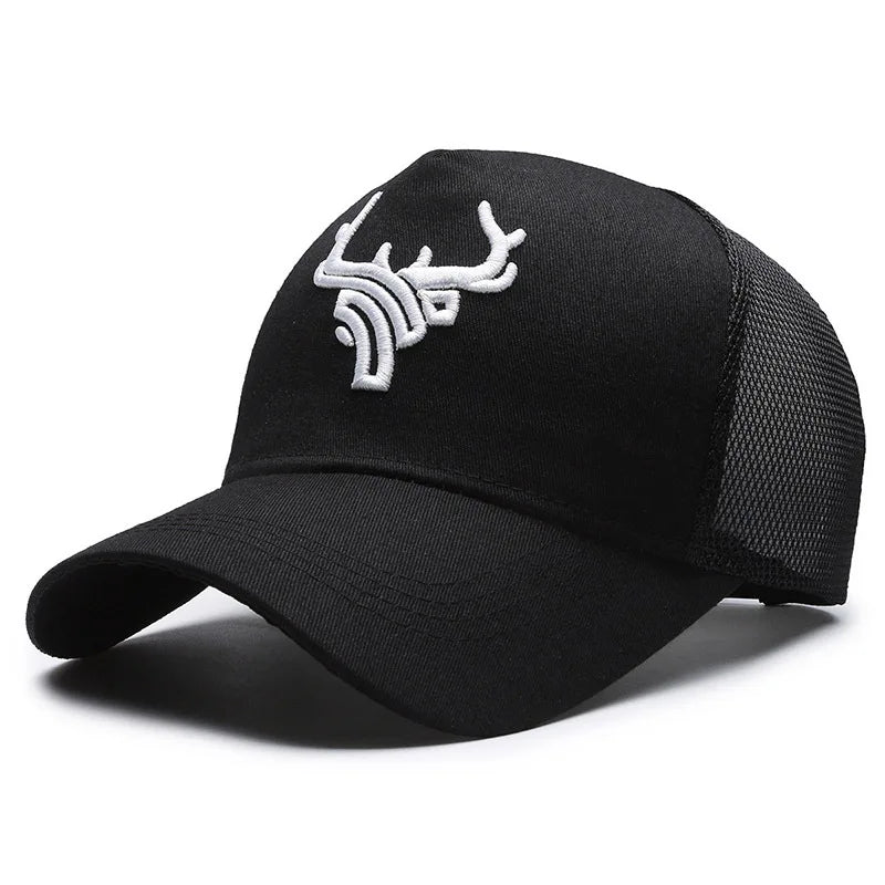 Animal Antlers Embroidery Baseball Net Cap Season Outdoor Adjustable Casual Hats