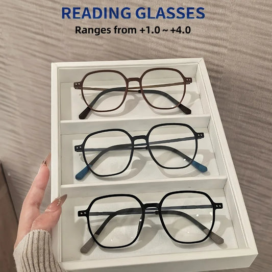 3 Pairs of Unisex Casual Retro Square Full Frame Reading Glasses Lightweight with A Prescription of+1.0X To+4.0X