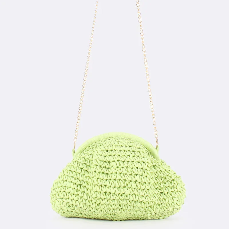 2026 Summer New Straw Weaving Crossbody Bag Fashionable and Casual Shell Bag Women's Shoulder Bag with Excellent Texture