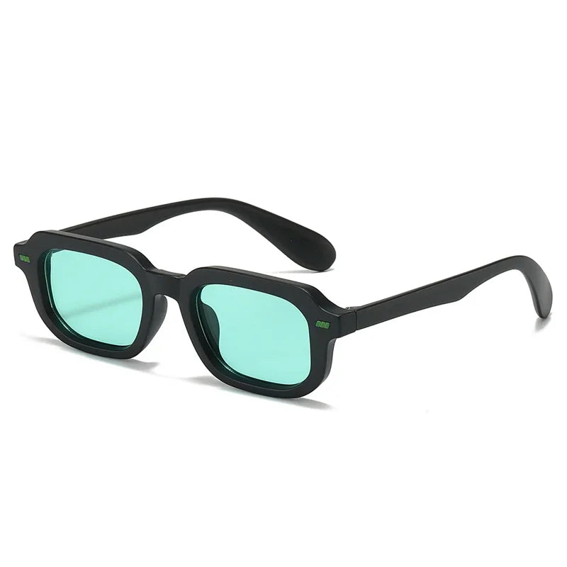 JNPCXI Fashion Small Square Women Sunglasses Retro Rivets Men Black Tea Shades UV400 Sun Glasses