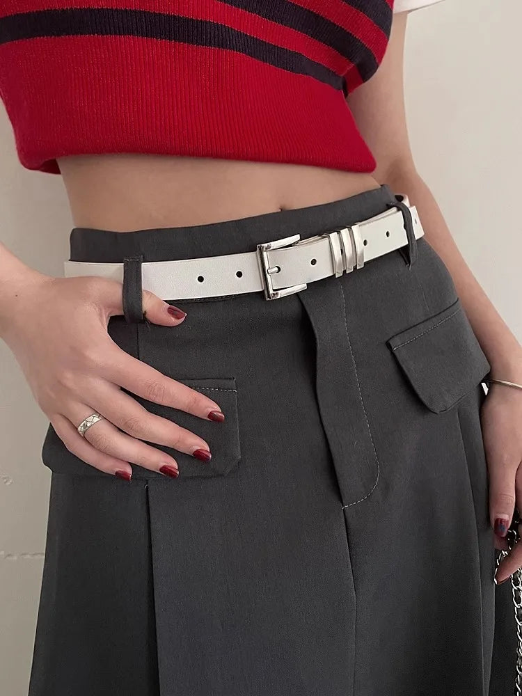 Small Belt Ladies New Decorative Dress With A Black Belt Fashion Simple Korean Department