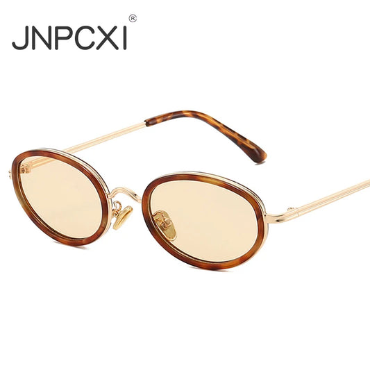 JNPCXI New Small Oval Sunglasses Men Shades UV400 Retro Punk Candy Color Women Luxury Sun Glasses